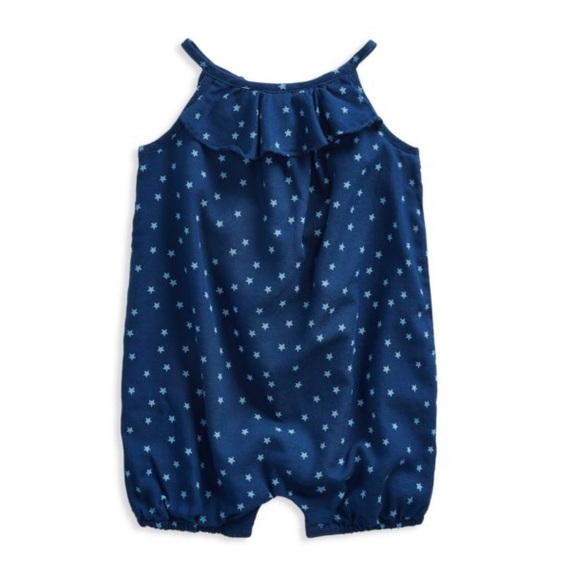 NWT Ralph Lauren Unisex Baby Midnight Blue Starry Romper Patriotic July 4 Summer - Picture 1 of 7